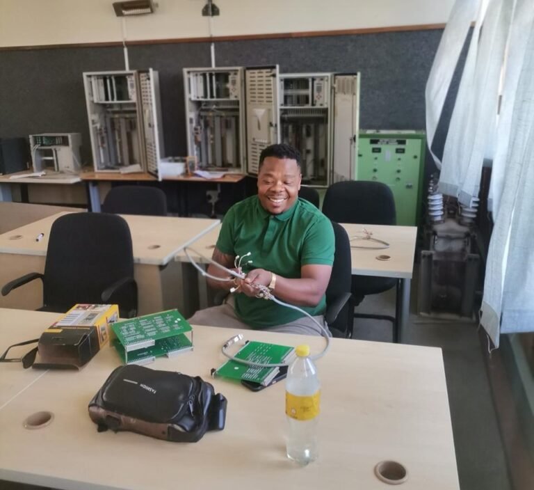 A person sitting on a table